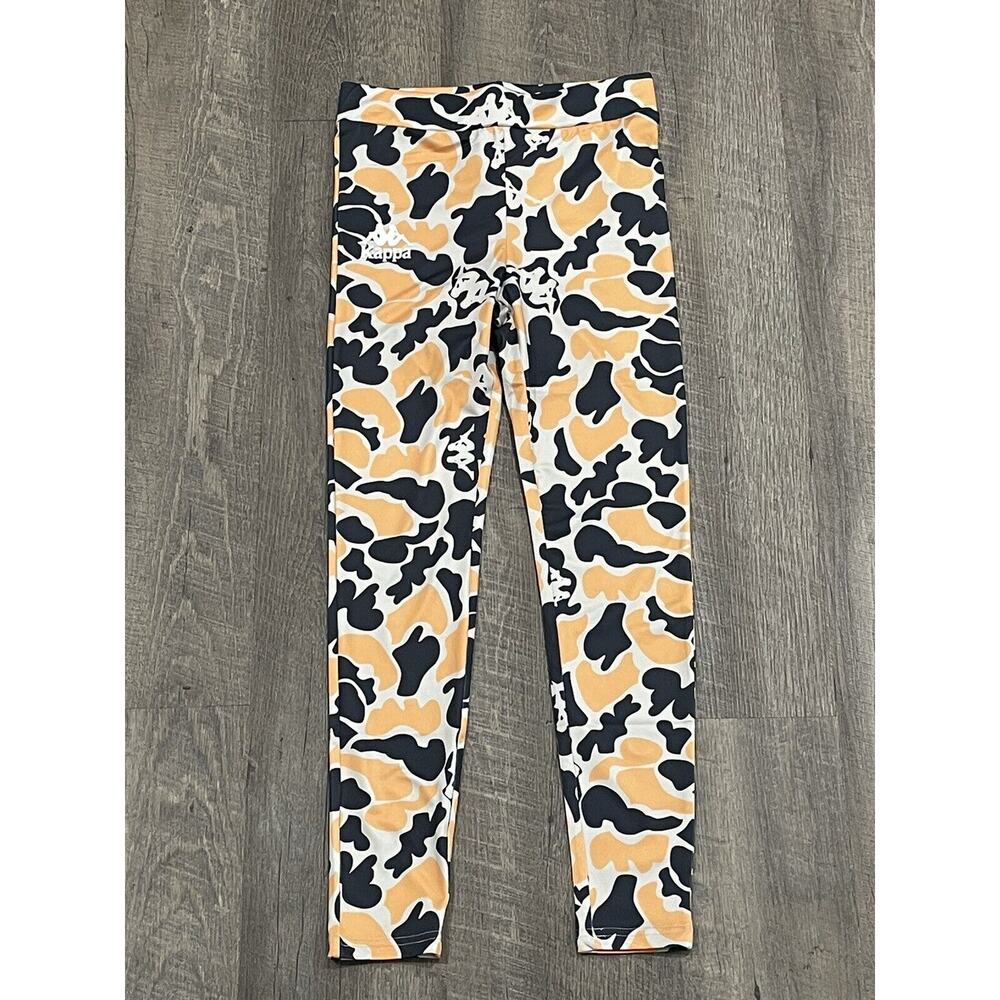 Kappa Authentic Palissa Leggings Grey/Orange All Over Print Size Medium NWT